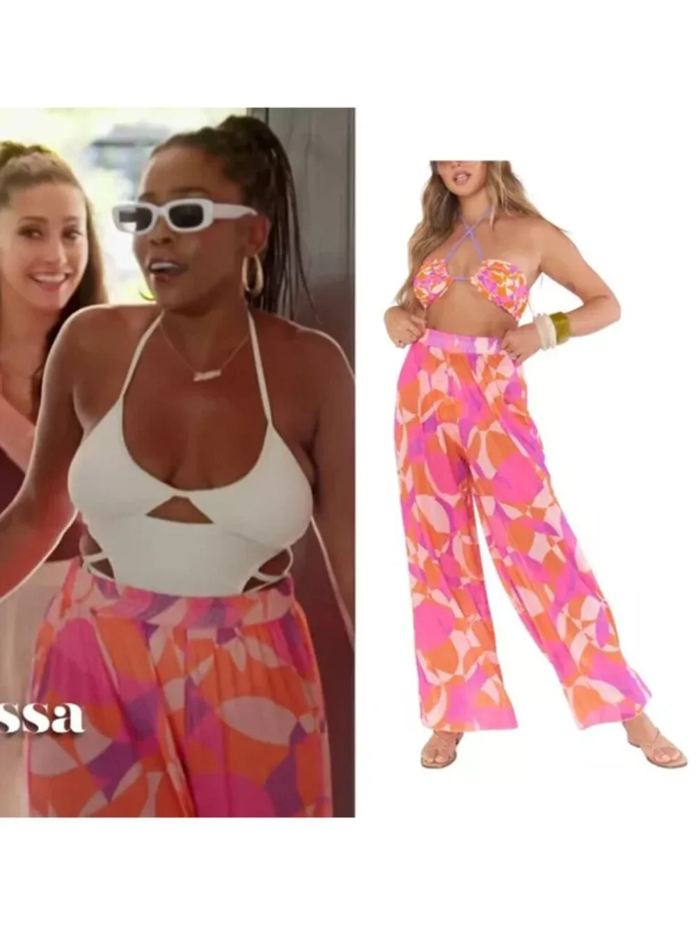 Show Me Your Mumu Jet Setter Retro Wide Leg Pants XL Sheer Swimsuit Coverup $138